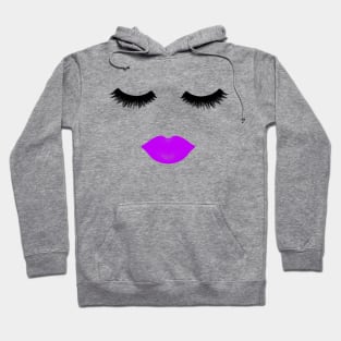 Purple Lips and Eyelashes Hoodie